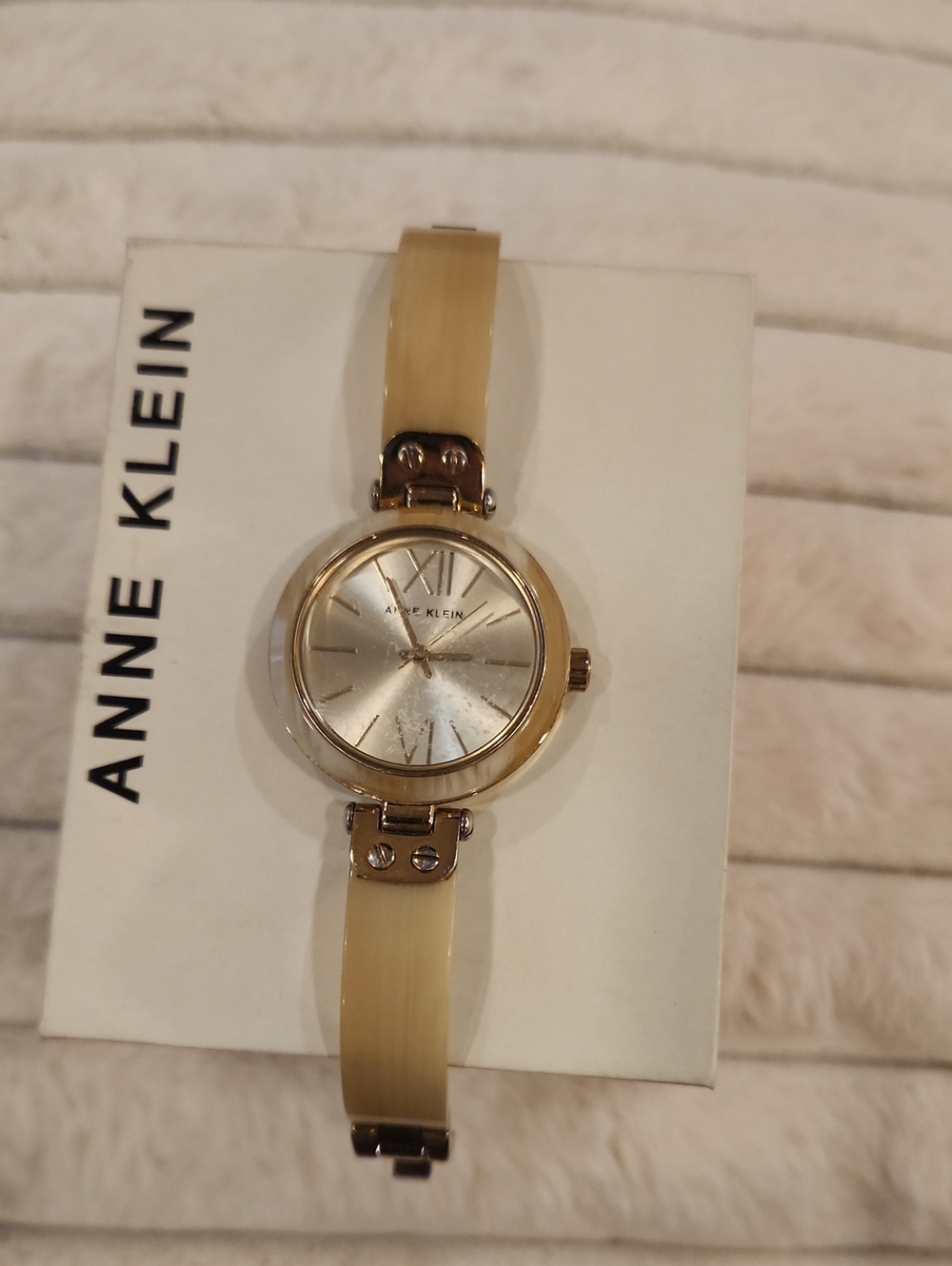 Anne Klein Gold-Tone Champagne Bangle Watch